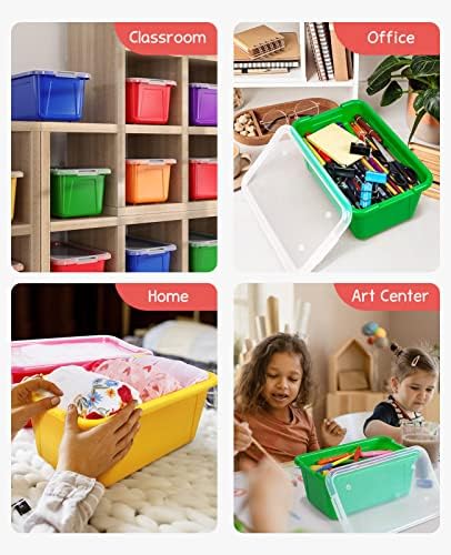 GAMENOTE 6 Quart Stackable Plastic Storage Bins with Lids,12 Pack, Colorful - Image 5