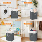 TasticTotes Laundry Basket 3-Pack, Laundry Hamper, 75L-Grey - Image 5