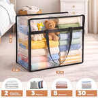 6 Pack Clear Storage Bags for Clothes, 45L Closet Organizers and Storage | Plastic storage with zipper and handle, moving bags, under-bed storage, closet organizer for blankets, comforters, toys - Image 2