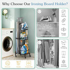 Ironing Board Hanger,Iron and Ironing Board Holder No Wall Mount,Laundry Room Organization and Storage Cart with Iron Stand,Narrow Laundry Shelves Organizer Cabinet,Laundry Room Essentials Accessories - Image 5