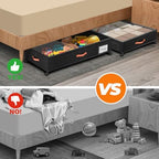 Under Bed Storage with Wheels,2-Pack Under Bed Storage Containers with Clear Lids,XXL Large Under the Bed Storage Organizer Bins With Handles,Space Saving Design for Clothes,Shoes,Books-Black - Image 2