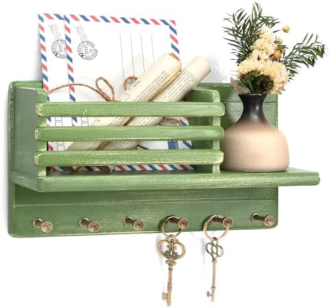 Rebee Vision Key Holder Wall Mount with 8 Key Hooks for Room Decor, Green by REBEEVISION