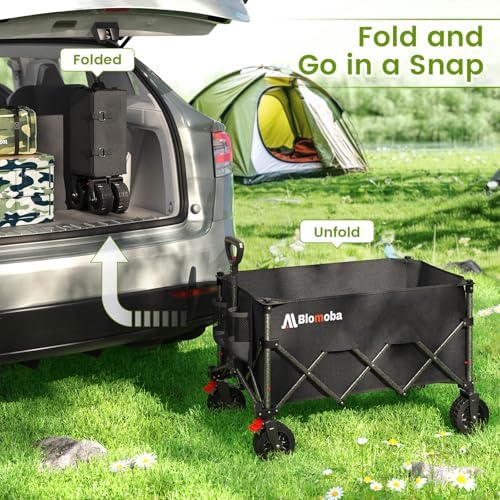 Blomoba Collapsible Wagon Cart with Wheels, 330lbs Heavy Duty Wagon, Black - Image 6