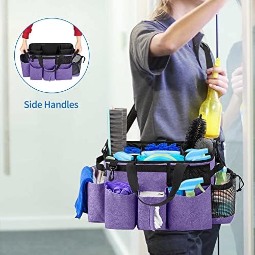 LoDrid Wearable Cleaning Caddy Bag with 4 Foldable Dividers, Purple - Image 5