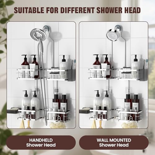 REINHARDT Adjustable Shower Caddy Hanging for Handheld Showerheads, Silver - Image 4
