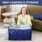 TICONN 4 Pack Extra Large Moving Bags Heavy Duty with Zippers & Carrying Handles, Durable Storage Bags Moving Boxes for Closet Organizers and Storage (4 Pack, Navy) - Image 7