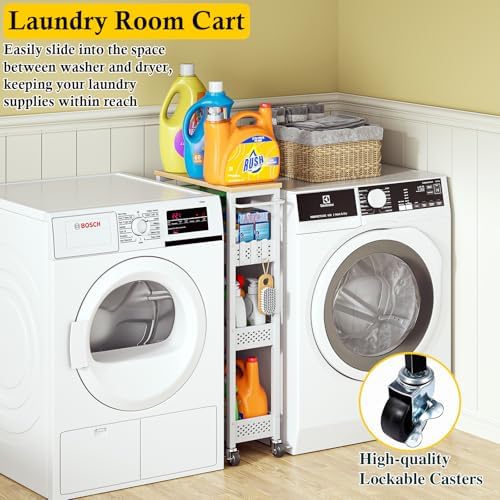 OKZEST Slim Laundry Room Organization Cart with Upgraded Metal Hub Casters - Image 2
