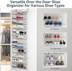 Whitmor 36 Pair Over the Door Shoe Rack,12 Tier Hanging Shoe Organizer with Metal Frame & Mesh Shelves, Heavy Duty Shoe Storage Holder for Door, No Drill Installation, 74" H x 21.7" W x 7.5" D, Grey - Image 4