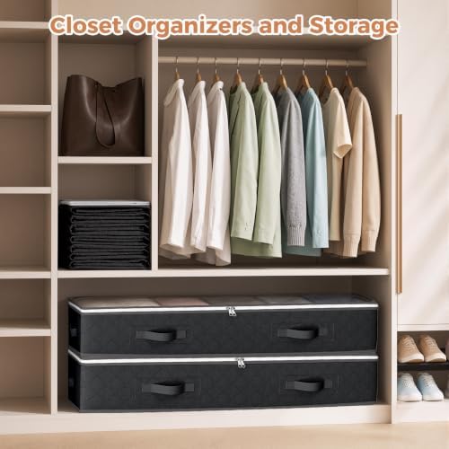 Budding Joy 95L Under Bed Storage, 4 Pack Closet Organizers Black | Underbed Storage Bags for Blankets, Towels, Comforter, Sweaters, Linen Sheets, Wrapping Paper - Image 4
