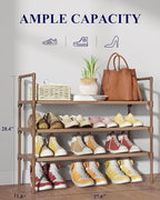 Kitsure Shoe Rack for Closet, Shoe Organizer, 27.6" Wide - 3 Tier, Brown | Shoe Storage for Closet, Entryway, Easy- Assembly& Space-Saving Shoe Shelf with Side Handle, Closet Organizer - Image 2