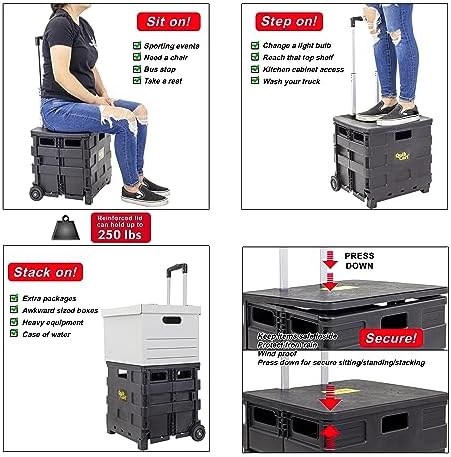 dbest Products Quik Cart Sport Collapsible Rolling Crate on Wheels - Black - Image 2