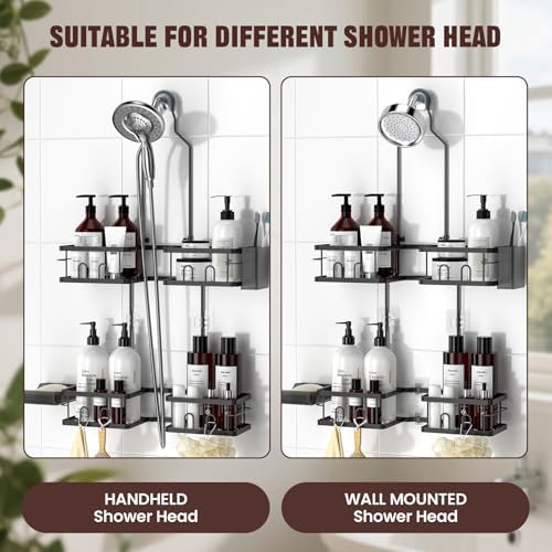 REINHARDT Adjustable Shower Caddy Hanging for Handheld Showerheads, Black - Image 4