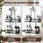 REINHARDT Adjustable Shower Caddy Hanging for Handheld Showerheads, Black - Image 4
