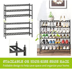 BMOSU 6-Tier Bamboo Extended Shoe Rack Premium Stackable Shoe Shelf Storage Organizer for Hallway Closet Living Room Entryway Organizer (Black Bamboo) - Image 7