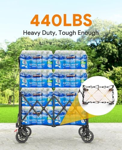 200L Wagons Carts Foldable with Wheels and Brakes for Camping Grocery - Image 4