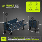 HIKEMOON 43'' Extra Long Folding Wagon with Extended Tailgate, Blue - Image 2