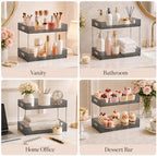 Goderewild 2 Tier Bathroom Counter Organizer, Multi-Purpose Cosmetics Skincare Shelf, Makeup Organizer for Vanity Tray, Countertop Storage Solution for Kitchen and Bath. (Smoky Gray) - Image 6