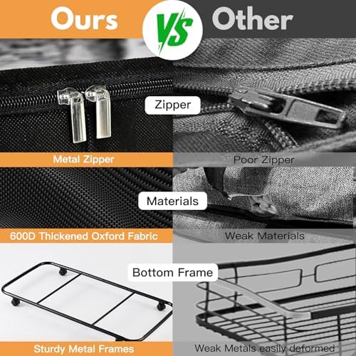 Under Bed Storage with Wheels, 12" Height Under Bed Storage Extra Deep Under Bed Storage Containers, Perfect for 14'' Bed Frame, No Assemble Metal Rolling Underbed Storage for Clothes Shoes Blankets - Image 6