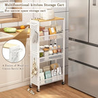Utility Slim Storage Cart 4 Tier Rolling Laundry Room Organization Cart： - Image 4