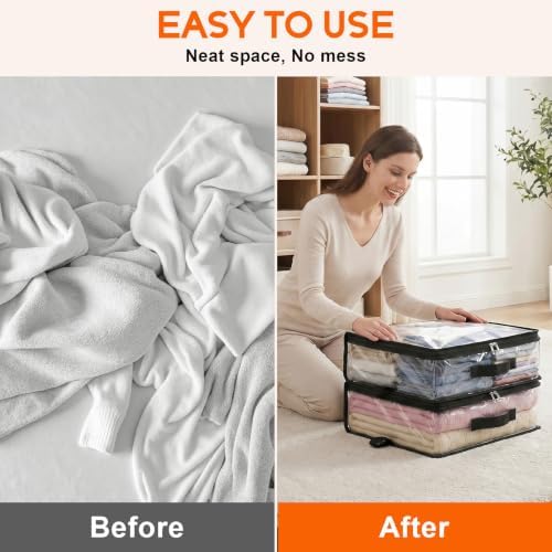 10 Pack Clear Storage Bags with Zipper Handle, Sheet Organizers and Storage - Image 3