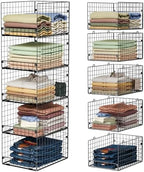 5-Tier Stackable Closet Storage Baskets, Closet Organizers and Storage Shelves, Foldable & Stackable Clothes Storage Bins for Closet System, Closet Shelf Organizer for Home,Black(Patent No. 30022416) by FollowWithYociyogaTogether