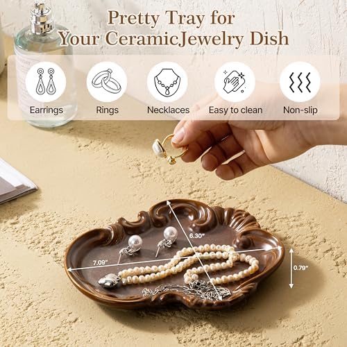 Jewelry Dish, Ring Dish, Ceramic Jewelry Tray, Trinket Dish, Ring Holder Dish, Cute Vanity , Small Key Bowl, Valentine's Christmas Gifts for Women Daughter Girlfriend BFF on Birthday Engagement, Red - Image 2