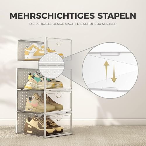 Pinkpum XXL 6 Pack Shoe Storage Box Clear Plastic Stackable Shoe Organizer - Image 3