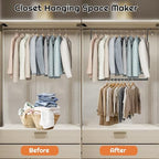 Hanging Closet Rod Adjustable Width Height Closet Rods For Hanging Clothes Black 2 Pack Closet Extender Hanging Rod Clothes Space-Saving Hanging Bar Organizer - Image 5