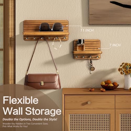 Rebee Vision Small Key Holder Wall Mount with 4 Hooks for Entryway, Yellow - Image 4