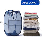 TECHMILLY Collapsible Mesh Pop Up Laundry Hamper with Sturdy Handles and Side Pocket - Portable Foldable Clothes Baskets for Dorm, Bathroom & Travel Storage (Blue, 3 Packs) - Image 4