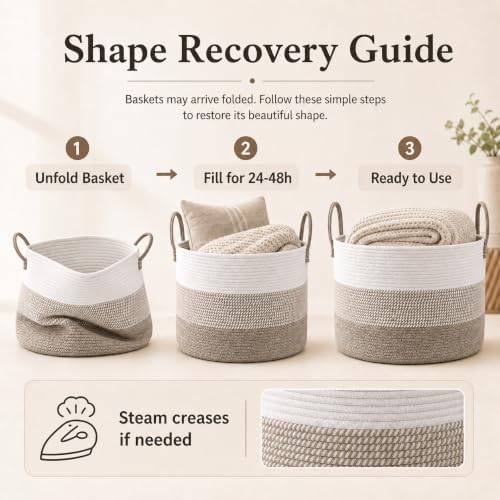 JMvicyroam 65L Extra Large Machine Washable Cotton Rope Blanket Basket - Image 6