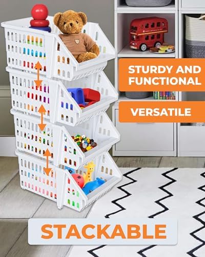 Small Stackable Storage Bins Open Front for Pantry Storage, 8 Pack - White - Image 4