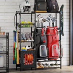 Sports Equipment Organizer Garage Organization , Golf Bag Storage Rack, Organizer for 2 Golf Bag , Indoor/Outdoor Ball Storage Bins for Toy Sports Gear Storage, Ideal for Home, Garage, Club, Basement by Sonyabecca