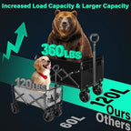 KINGRACK Collapsible Wagon Cart with Wheels Foldable, Black, 360 lbs Heavy Duty Folding Utility Wagon - Portable All Terrain Grocery Cart for Groceries/Shopping/Outdoor/Camping/Fishing/Sports - Image 5