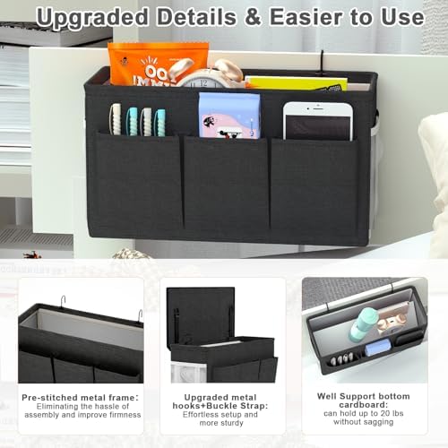 Bedside Caddy Storage Organizer for Bed Rails, Bed Caddy with 6 Pockets - Image 3