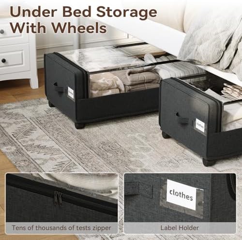 Under Bed Storage With Wheels, XXXXL Large Underbed Storage Organizer, 90L Capacity, for Shoes, Clothes, Blankets, Bedding - Image 4