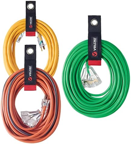 VELCRO Brand Easy Hang Extension Cord Holder Organizer Variety Pack | Holds 60-100lbs, Heavy Duty Straps Fit Easily on Hooks or Nails | Perfect for Garage Organization | 3-pk 10", 14" and 18", Black by VELCROBrand