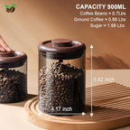 Ankou Glass Coffee Canister 900ml x 2 Jar, Airtight Food Storage Container with Pop Lid, Kitchen High Borosilicate Glass Contianers For Tea Coffee Bean Sugar - Image 5