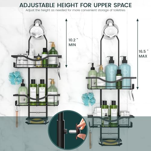 REINHARDT Adjustable Shower Caddy Hanging Rustproof Shower Organizer, Black - Image 2