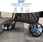 SereneLife Large Folding Utility Shopping Cart with Removable Liner – Heavy Duty, 360° Swivel Wheels, 110 lb Capacity, Portable for Groceries, Laundry, Luggage, and More (Blue) - Image 6