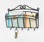 Spectrum Scroll Wall-Mounted Mail Organizer With Key Hooks, Wall Mount Entryway Organizer for Mail & Keys, Wall Letter Holder for Home & Office Organization, Black (Pack of 6) - Image 2