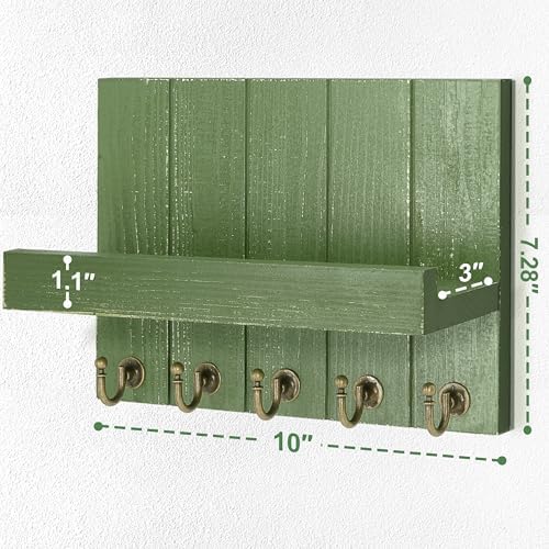 Rebee Vision Key Holder Wall Mount with Shelf for Home Decor, Green - Image 2