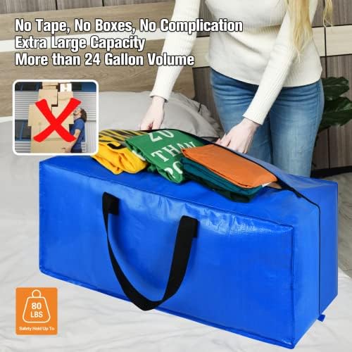Moving Bags, Storage Totes, Extra Large Storage Bags for Moving Supplies, College Dorm Essentials, Bedroom Closet, Packing Bags with Backpack Handles Zipper Compatible with IKEA Frakta Cart（8 Pack） - Image 3