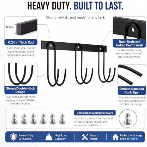 Shimeyao 2 Pack Utility Hooks for Van Shelving, with 3 Hook, Metal - Image 3