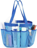 Fammart Mesh Shower Caddy Portable for College Dorm Room Essentials, Odorless Polyester Large Shower Tote Bag with Dual Handles, 8-Pocket Quick-Dry Toiletry Organizer for Travel, Beach, Camping, Gym by Fammart