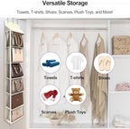 Lirex Over The Door Purse Organizer & Purse Shelf for Closet – Handbag Storage Organizer with Purse Hanger. Perfect for Scarves, Hats, and Leggings. L (15.7'' x 5.7'' x 68''), Cream White - Image 5