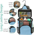 TERRA HOME College Dorm Room Essentials for Girls - Shower Caddy Dorm - Original, Portable, Durable, Roomy, Foldable Water Resistant Shower Bag in Light Pink with Metal Hook for Hanging (Light Blue) - Image 4