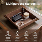 CoBak Leather Valet Tray, Premium PU Leather Catch-All Tray for Entryway Table Key, Phone, Wallet, Coins & Jewelry, Bedside Nightstand Desk-top Catchall (Brown) - Image 4