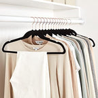 Amazon Basics Slim Velvet Non-Slip Space Saving Sturdy Suit Clothes Hangers, Closet Organizer, Black/Rose Gold, 30-Pack - Image 6