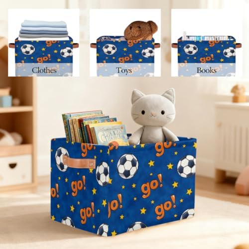 Soccer Storage Basket Toy Storage Bins Collapsible Cube Organizer - Image 7
